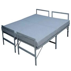 PS PARVESH SMART 4.5 Inch Tripple Layer Soft Memory Foam Mattress Folding Bed With Anti Skid Waterproff Fabric (6 Ft X 6 Ft), Glossy, Grey