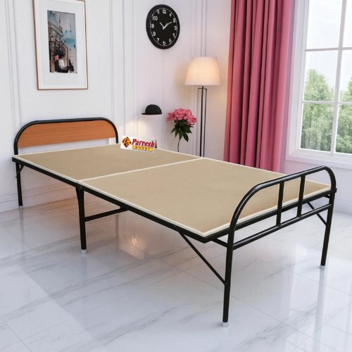 PS PARVESH SMART MDF Wood Luxury Divan Single Folding Bed with Single Size Wooden Cot with Pillow Support Bed Head for Sleeping Guest Easily Storable & Portable Size (3 ft x 6 ft)