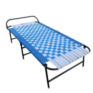 PS PARVESH SMART Easy Niwar Portable Iron Metal Folding Bed for Sleeping with Heavy Metal Iron Bed Frame Single for Home and Hostel (Size 36x72) (Blue)