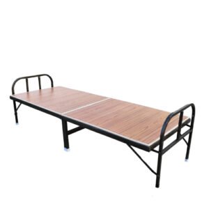 PS PARVESH SMART MDF Board with Sunmica Metal Folding Bed Single Size for Sleeping/Easly Storable for Daily Use with Black Texture Finish Size (30"X72")