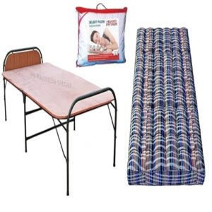 PS PARVESH SMART Plwood Bed with Mattress and Pillow (Combo) Size (3ft x 6ft), Multicolour