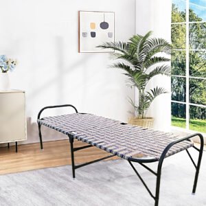 PS PARVESH SMART Portable Iron Metal Folding Bed for Sleeping Size 2.5ft x 6ft