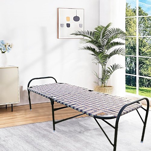 PS PARVESH SMART Portable Iron Metal Folding Bed for Sleeping Size 2.5ft x 6ft